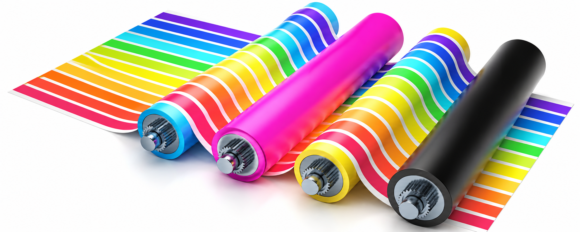 Colourful CMYK printing rollers
